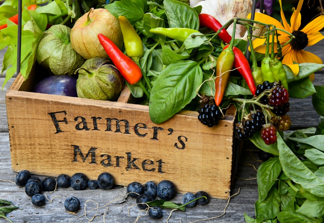 A man choosing fresh local produce at a London farmers market, a key part of sustainable living in the capital